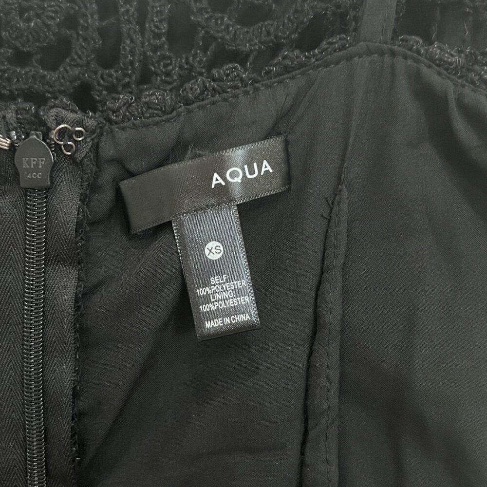 AQUA XS Black Embroidered Eyelet Mini Dress Adjustable Straps Lined - Picture 6 of 9